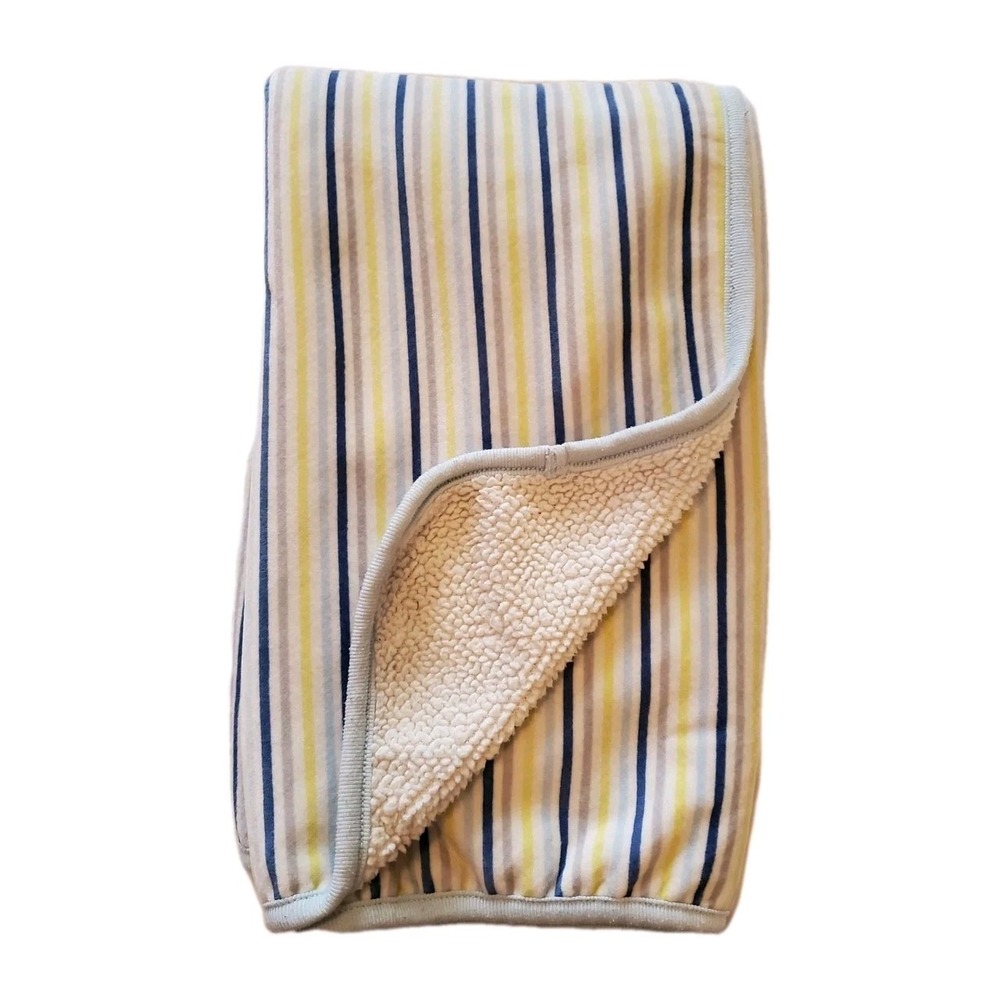 Vintage Childrens Place Blue Yellow‎ Striped Baby Blanket Nursery Recieving